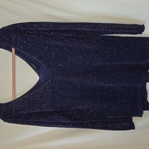 Cache Cache Sparkly Purple Gold And Pink V-Neck Long Sleeve Top Size Med